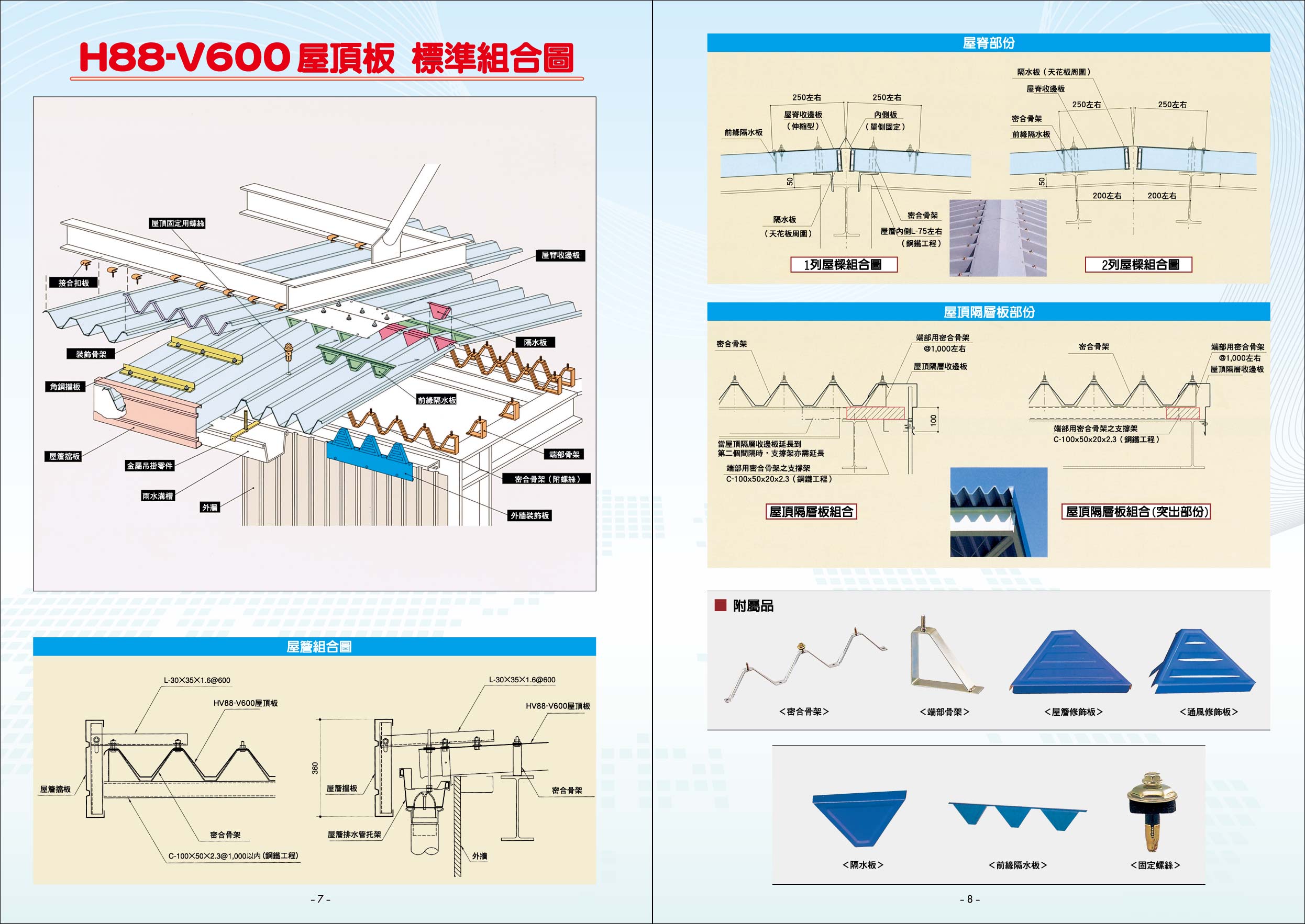 H88-V600屋頂板標準組合圖